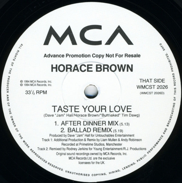 Horace Brown : Taste Your Love (2x12", Promo)
