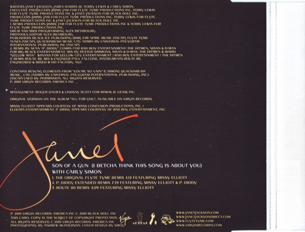 Janet Jackson With Carly Simon : Son Of A Gun (I Betcha Think This Song Is About You) (CD, Single)