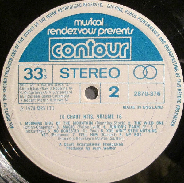 Unknown Artist : 16 Chart Hits Volume 16 (LP)