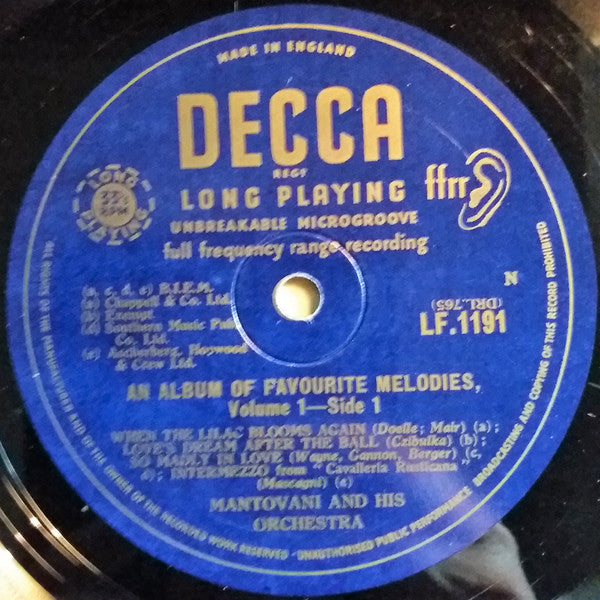 Mantovani And His Orchestra : Selection From An Album Of Favourite Melodies Volume 1 (10", Album)