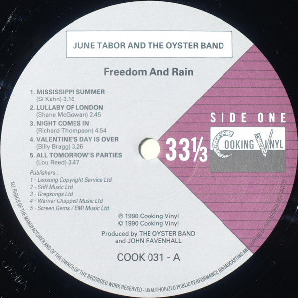 June Tabor & The Oyster Band* : Freedom And Rain (LP, Album)