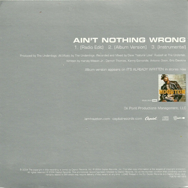 Houston (2) : Ain't Nothing Wrong (CD, Single, Promo)