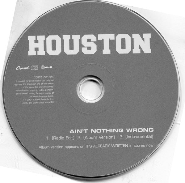 Houston (2) : Ain't Nothing Wrong (CD, Single, Promo)