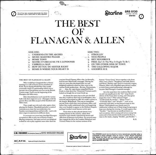 Flanagan And Allen : The Best Of Flanagan And Allen (LP, Comp)