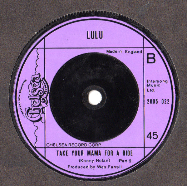Lulu : Take Your Mama For A Ride (Part 1) (7", Single, Sol)