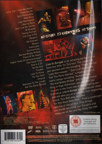 P!NK : Live In Europe - From The 2004 Try This Tour (DVD-V, PAL)