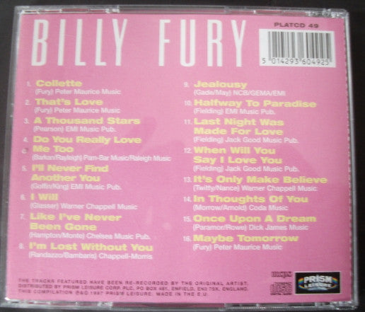 Billy Fury : Halfway To Paradise (CD, Comp)