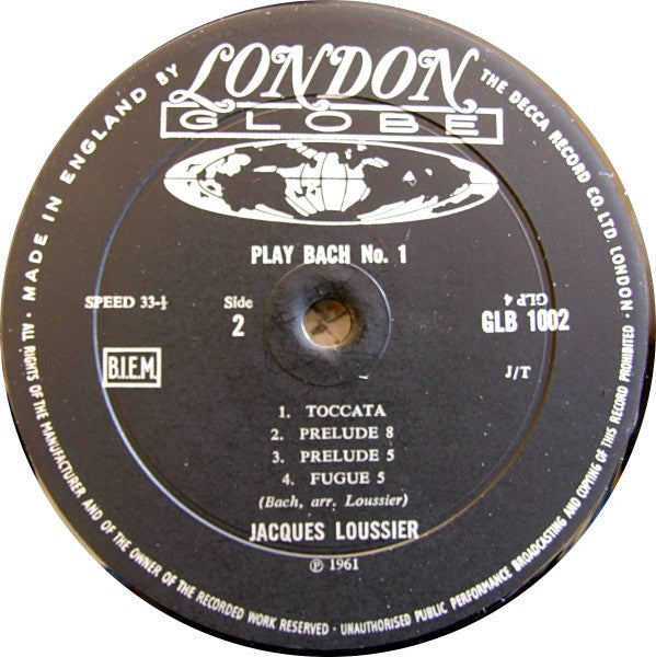Jacques Loussier, Christian Garros, Pierre Michelot : Play Bach Numero Un (LP, Mono, RE)