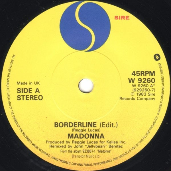Madonna : Borderline (7", Single, RE, Pap)