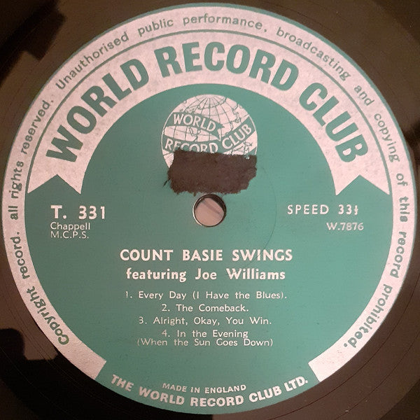Count Basie, Joe Williams : Count Basie Swings Featuring Joe Williams (LP, Album, Mono, Club)
