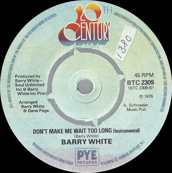 Barry White : Don't Make Me Wait Too Long (7", Single, Kno)