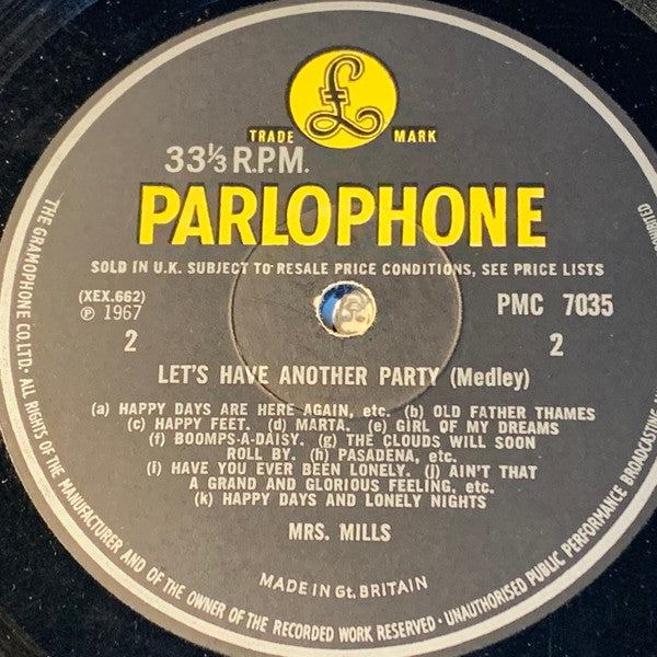 Mrs. Mills : Let's Have Another Party (LP, Album, Mono)