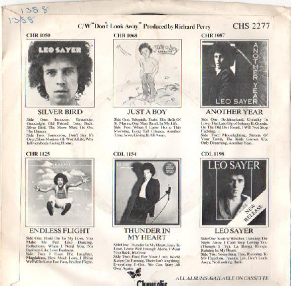 Leo Sayer : Raining In My Heart (7", Blu)