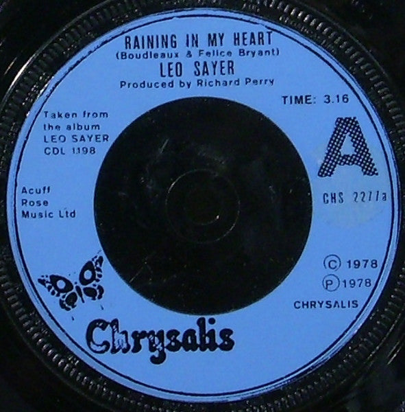 Leo Sayer : Raining In My Heart (7", Blu)