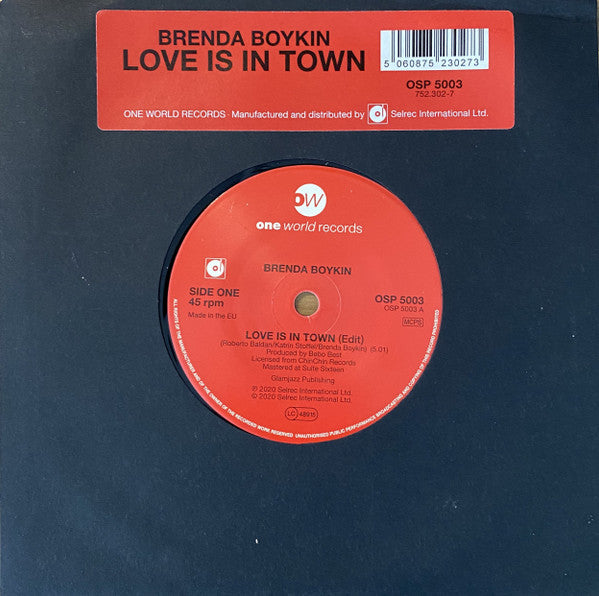 Brenda Boykin : Love Is In Town (Edit) (7")