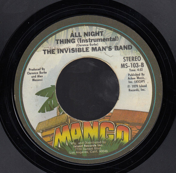 Invisible Man's Band : All Night Thing (7", Single, Styrene, Ter)