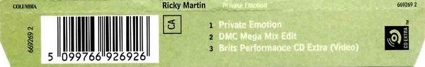 Ricky Martin Featuring Meja : Private Emotion (CD, Single, Enh, P/Mixed)