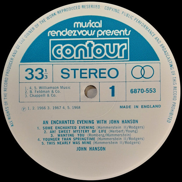 John Hanson (3) : An Enchanted Evening With (LP, Album)