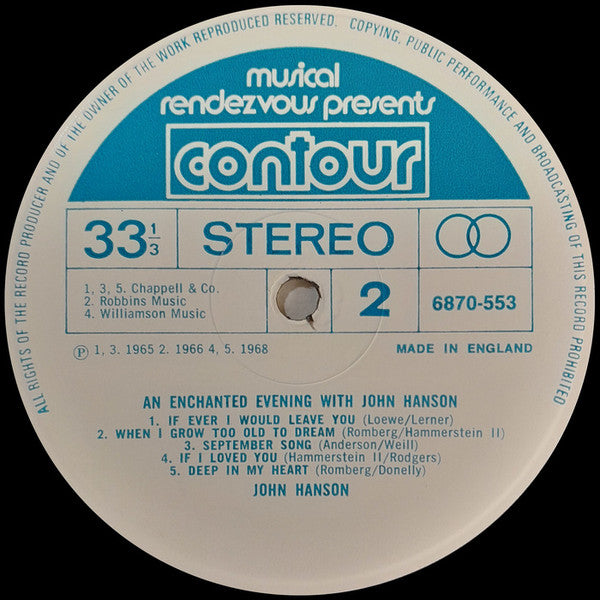 John Hanson (3) : An Enchanted Evening With (LP, Album)