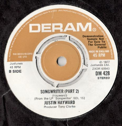 Justin Hayward : One Lonely Room (7", Promo)