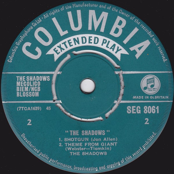 The Shadows : The Shadows (7", EP, Mono, Gre)