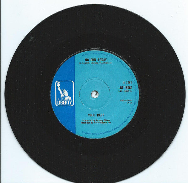 Vikki Carr : No Sun Today (7", Sol)