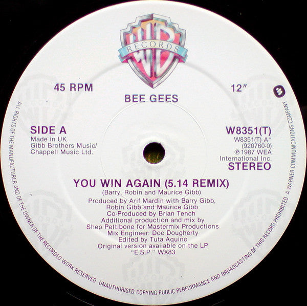Bee Gees : You Win Again (12")