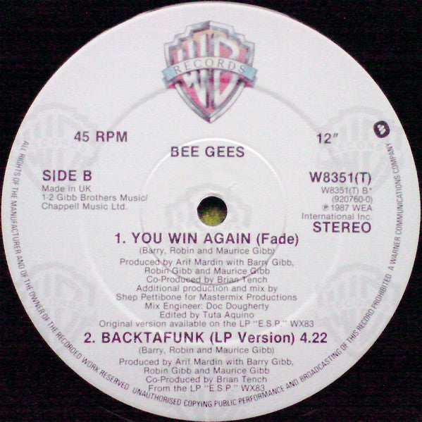 Bee Gees : You Win Again (12")