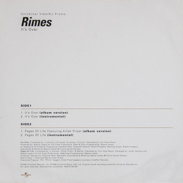 Rimes : It's Over (12")