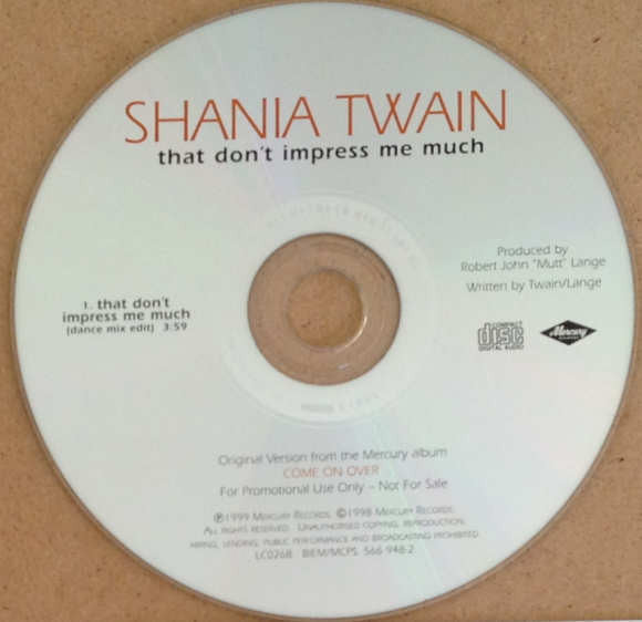 Shania Twain : That Don't Impress Me Much (CD, Single, Promo)