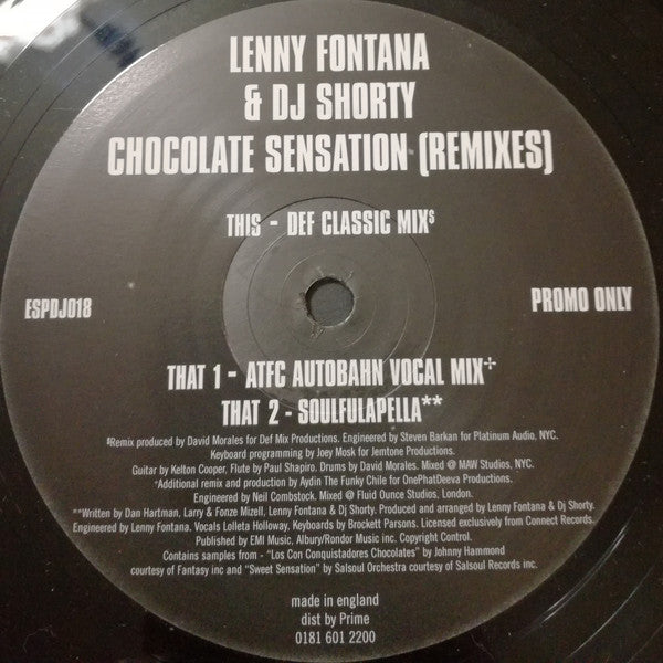 Lenny Fontana & DJ Shorty : Chocolate Sensation (Remixes) (12", Promo)