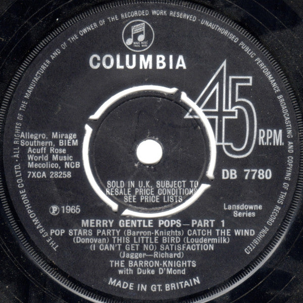 The Barron Knights With Duke D'Mond : Merry Gentle Pops (7", Single)