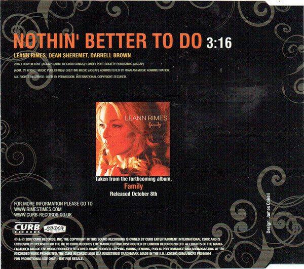 LeAnn Rimes : Nothin' Better To Do (CD, Single, Promo)