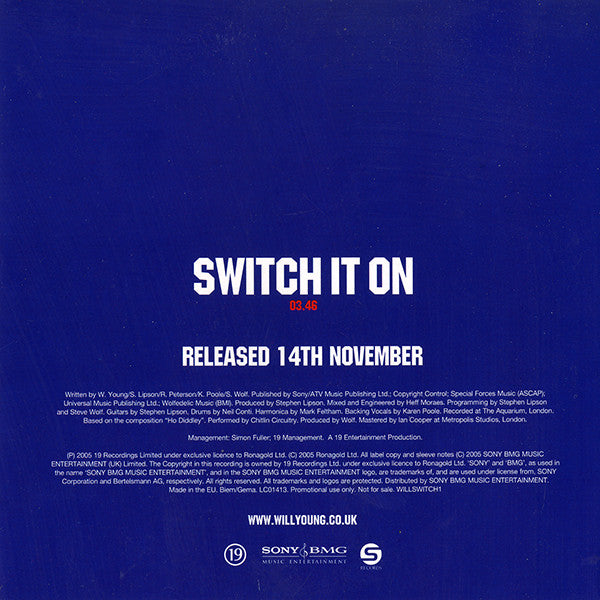 Will Young : Switch It On (CD, Single, Promo)