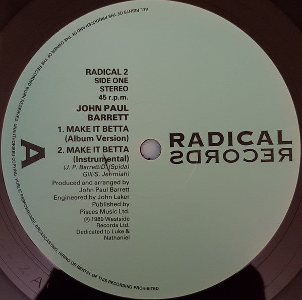 John Paul Barrett : Make It Betta (12", Single, Ltd)