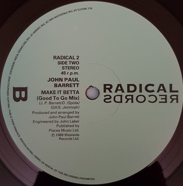 John Paul Barrett : Make It Betta (12", Single, Ltd)