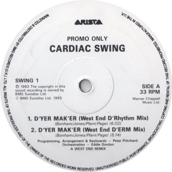 Cardiac Swing : D' Yer Mak' Er (12", Promo)