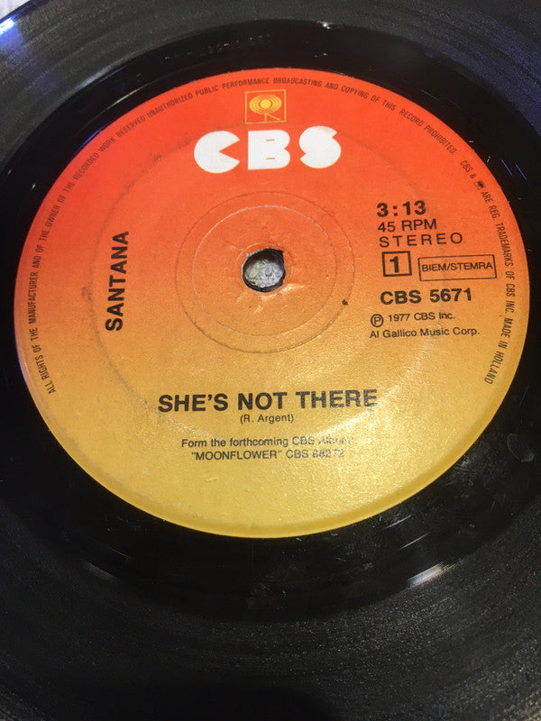 Santana : She's Not There (7", Single, Sol)