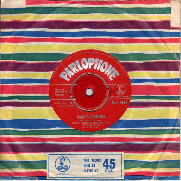 Shane Fenton & The Fentones : Cindy's Birthday (7", Single)