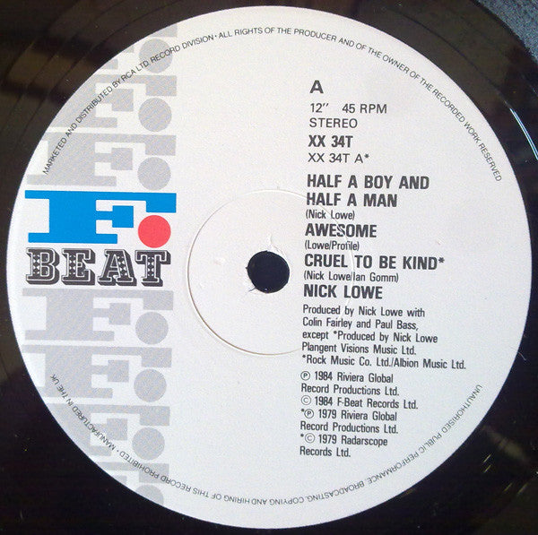 Nick Lowe : Half A Boy And Half A Man (12", S/Sided, Etc)