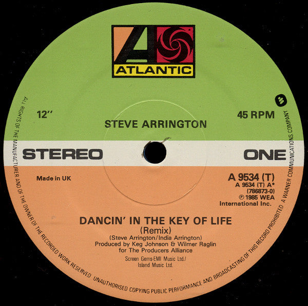 Steve Arrington : Dancin' In The Key Of Life (Remix) (12")