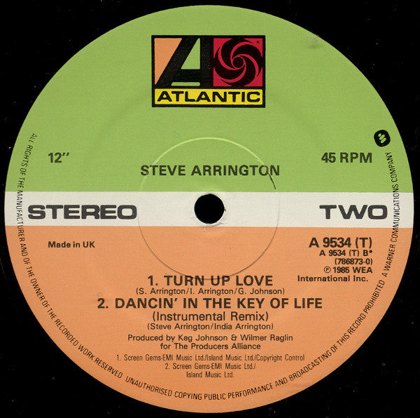 Steve Arrington : Dancin' In The Key Of Life (Remix) (12")