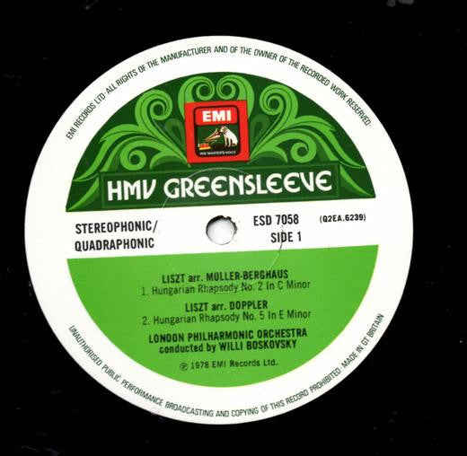 Franz Liszt, Willi Boskovsky, London Philharmonic Orchestra : Hungarian Rhapsodies Nos. 2, 3 & 5 / Mephisto Waltz No. 1 (LP, Quad)