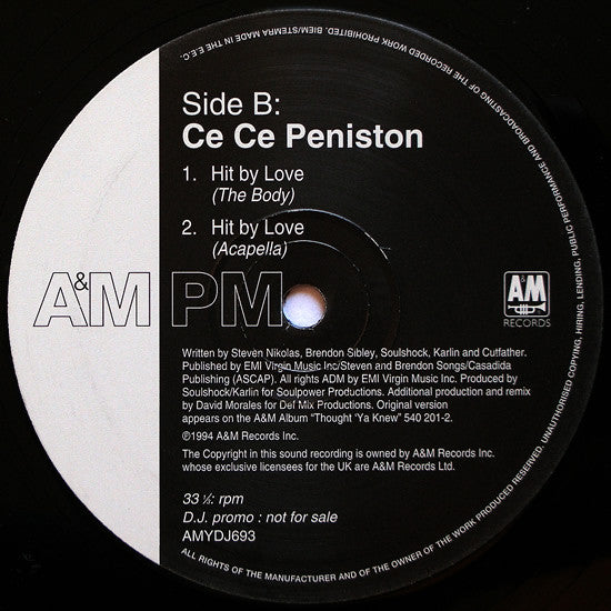 Ce Ce Peniston : Hit By Love (David Morales Remixes) (2x12", Promo)