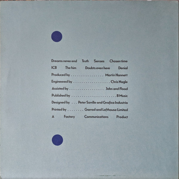 New Order : Movement (LP, Album, A2,)
