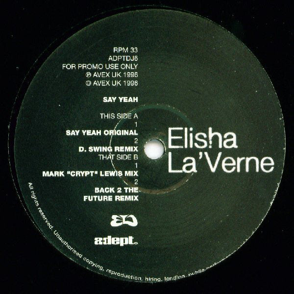 Elisha La'Verne : Say Yeah (2x12", Promo)