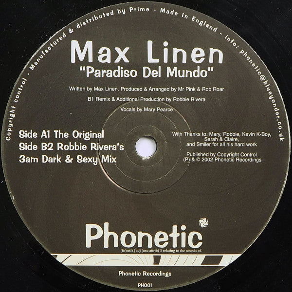 Max Linen : Paradiso Del Mundo (12")