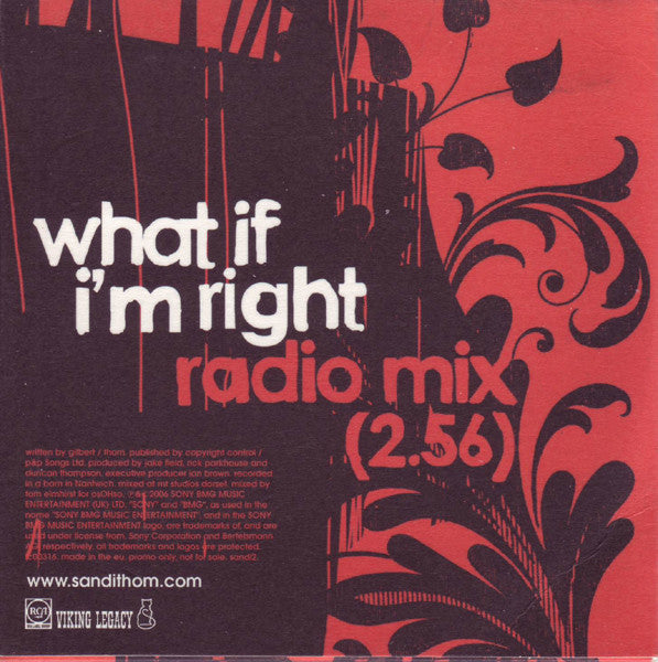 Sandi Thom : What If I'm Right (CD, Single, Promo)