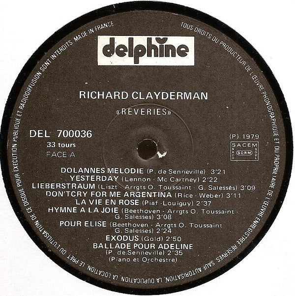 Richard Clayderman : Rêveries (LP, Album, Pap)