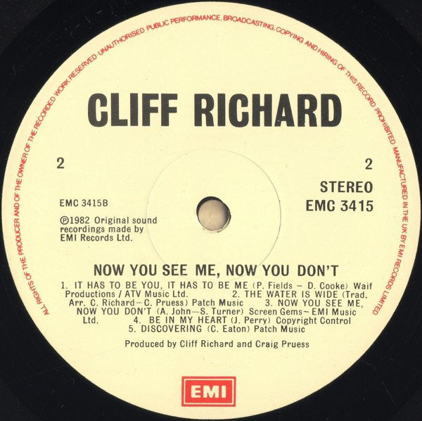 Cliff Richard : Now You See Me... ...Now You Don't (LP, Album)
